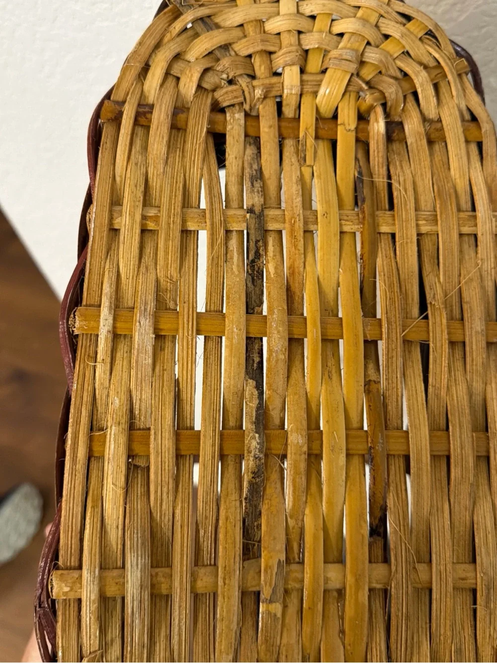 VTG 16” Rustic Multicolor Willow Basket Handwoven Farmhouse decor Cottagecore